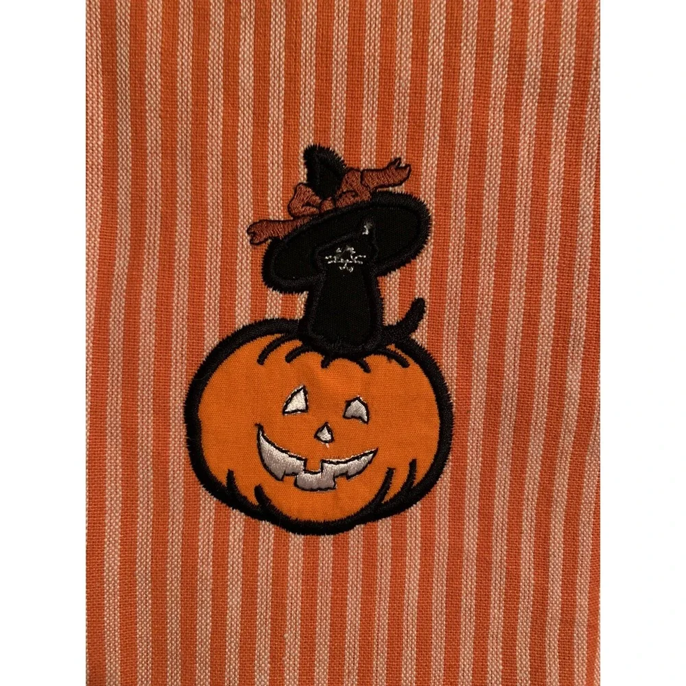 Folk Art Cat Pumpkin Halloween Tea Kitchen Towels Set of 3 NEW